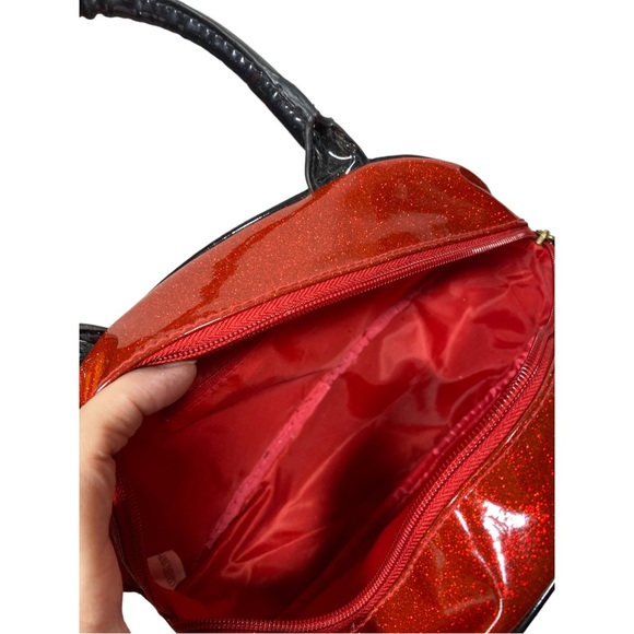 BETSEYVILLE by Betsey Johnson Red Glitter Handbag/Toiletry Bag - Picture 4 of 7